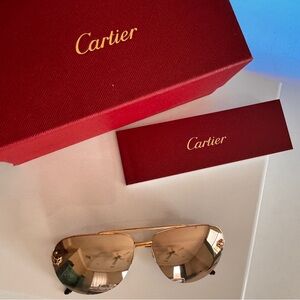 Cartier Gold Mirror Aviator Sunglasses